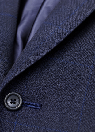 Michael Kors Navy & Blue Tonal Plaid Notch Lapel Classic Fit 3-Piece Wool Suit 48R