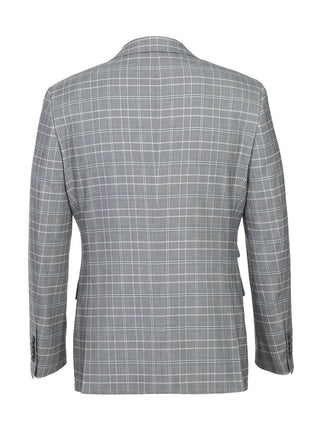 English Laundry Glen Plaid Grey Slim Fit Notch Lapel Two button Stretch Suit