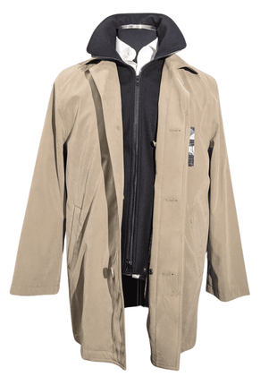 Men's Water-Proof Iconic Taupe Raincoat Jacket With Removable Liner