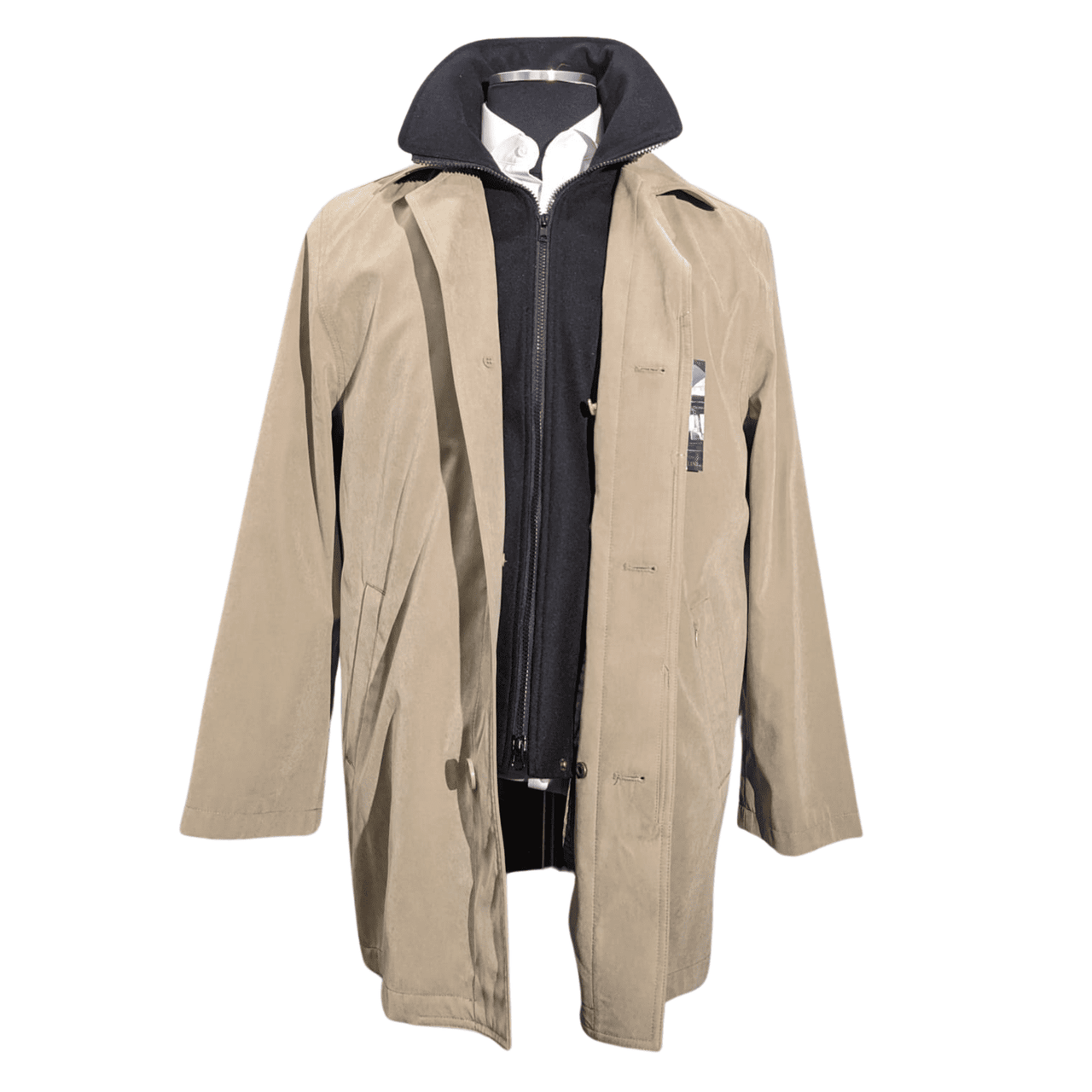 Men's Water-Proof Iconic Taupe Raincoat Jacket With Removable Liner