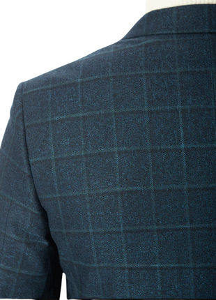 Sartoria Mazara Mens Classic Fit Blue With Green Check 2 Button Blazer Sportcoat