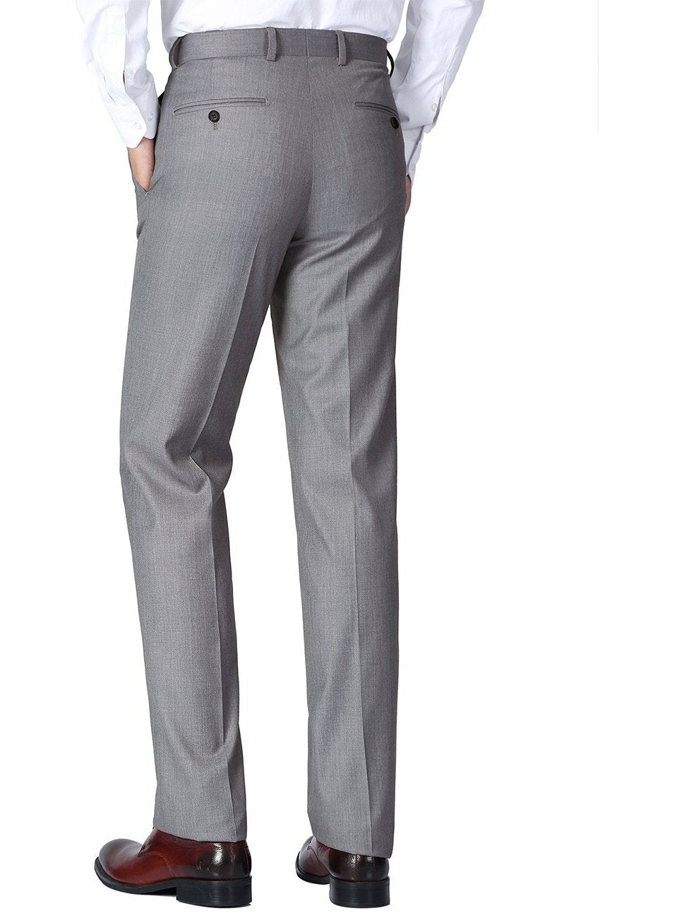 Men's Regular Fit Flat Front Wool Suit Pant