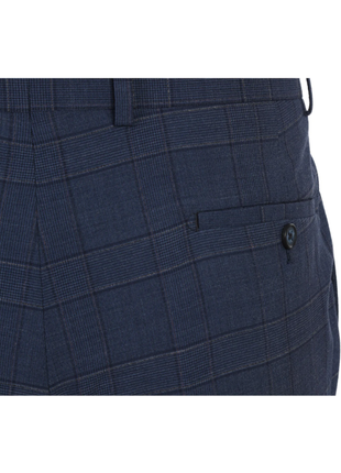 English Laundry Navy Windowpane Slim Fit Peak Lapel Wool Blend Stretch 2 Button Suit