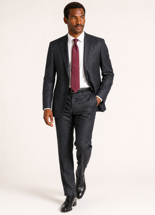 Isaia Mens Charcoal Shadow Stripe Notch Lapel Classic Fit 2-button Wool Suit - 40S