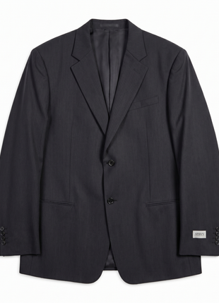 Armani Collezioni Navy Tonal Pinstriped Notch Lapel 2-Button Wool Stretch Suit - 48R