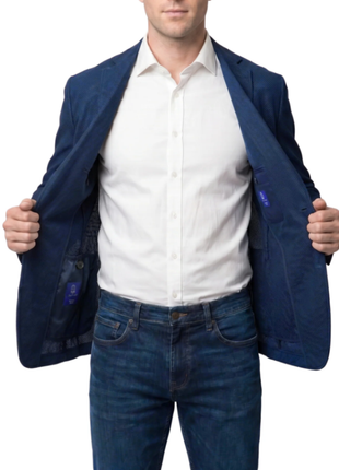 Bergamo Blue Technical Weave Slim Fit 4-Way Stretch Air Blazer