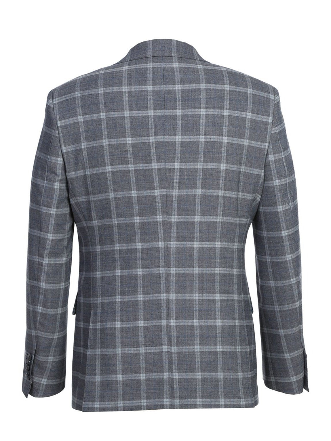 Gray Plaid Notch Wool Suit