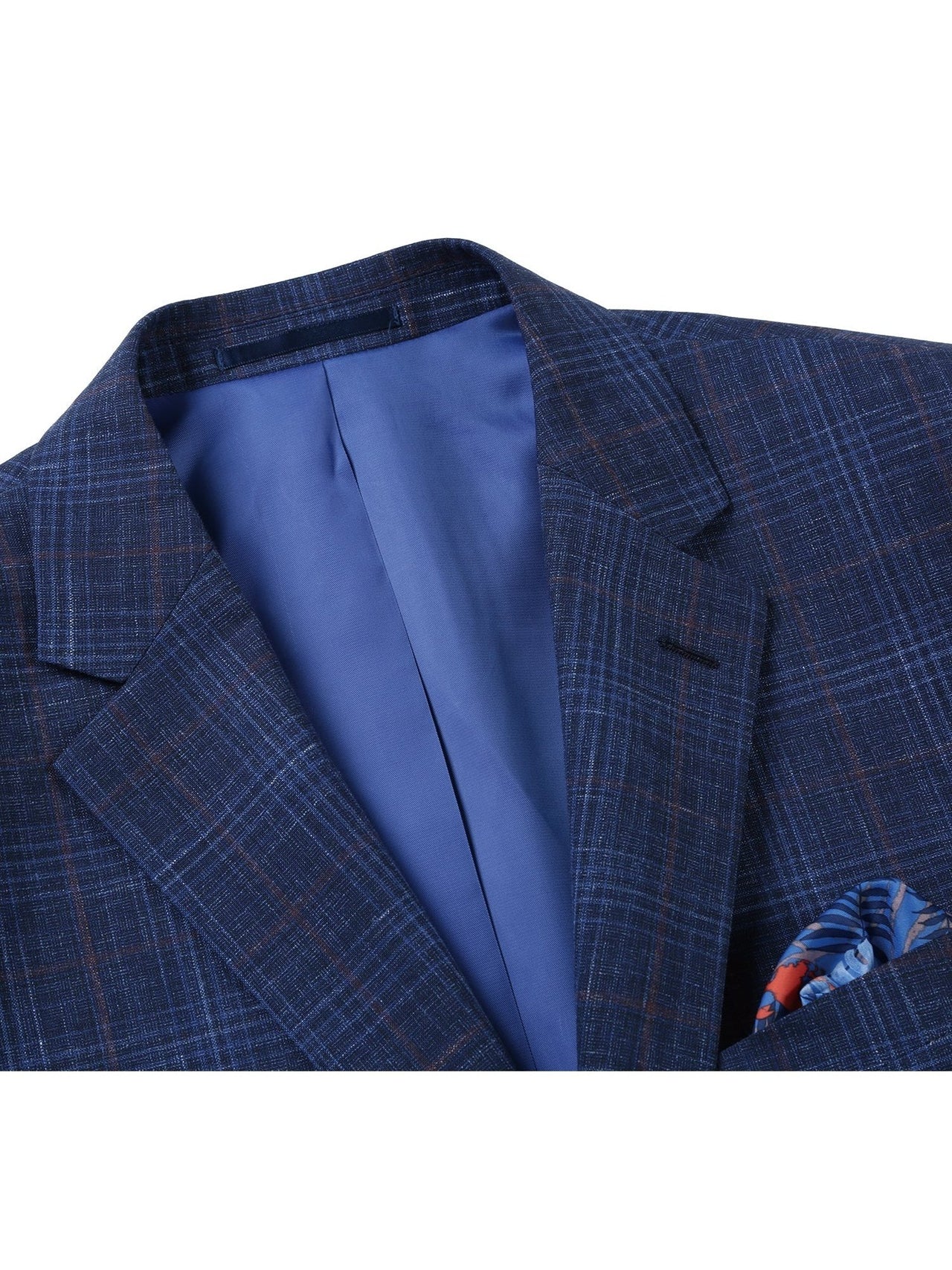 Men's Classic Fit Wool Blend Blue Checked Blazer