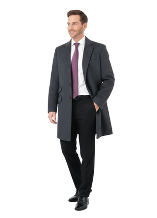 Men's Wool Cashmere Single Breasted 3/4 Length Car Coat Top Coat - The Suit Depot