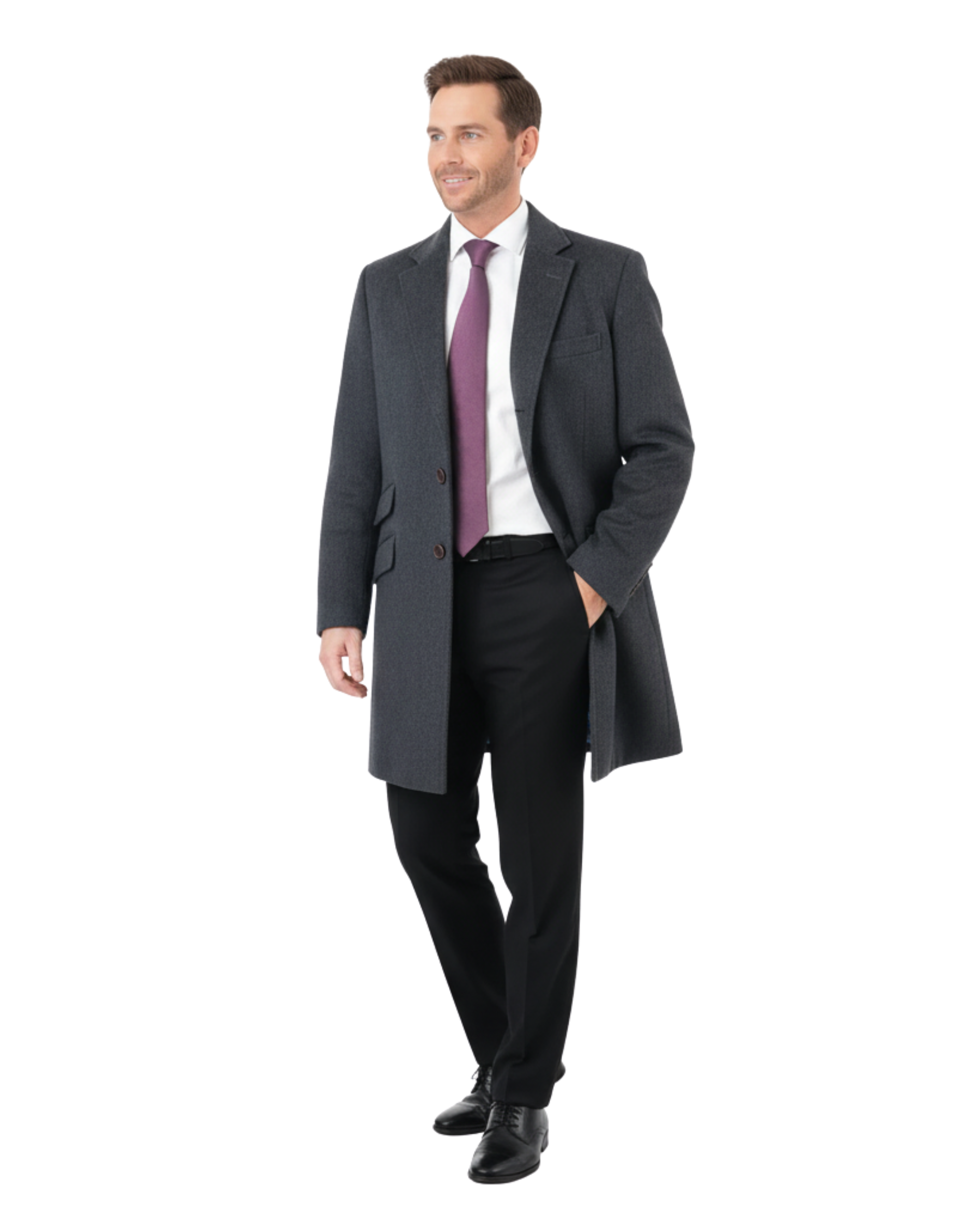 Men's Wool Cashmere Single Breasted Charcoal 3/4 Length Car Coat Top Coat, 62R Men's Wool Cashmere Single Breasted Charcoal 3/4 Length Car Coat Top Coat, 62R