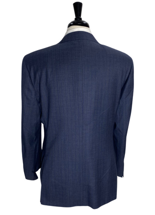 Canali Blue Pinstriped Notch Lapel 100% Wool Classic Fit 2 Button Suit 44L