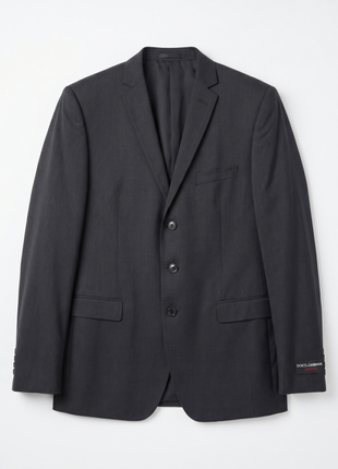Dolce & Gabbana Mens Charcoal Textured Fully-Canvassed Notch Lapel Slim Fit 3-Button Wool Suit  - 44L