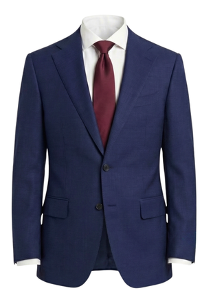 Tovaglia Mens Dark Navy Tonal Check Classic Fit  Notch Lapel Wool 2-Button Suit