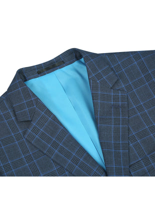 Men's Two Piece Classic Fit Windowpane Check Dress Suit