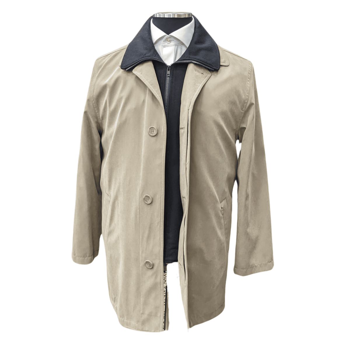 Men&#39;s Water-Proof Iconic Taupe Raincoat Jacket With Removable Liner