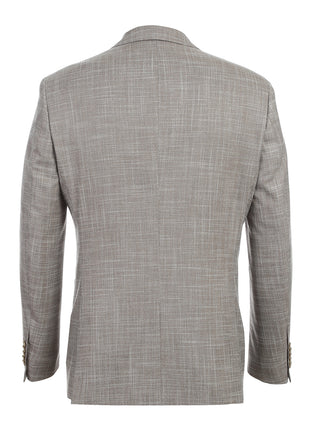 English Laundry Light Brown Check Slim Fit Notch Lapel 2 Button Stretch Suit With Patch Pockets