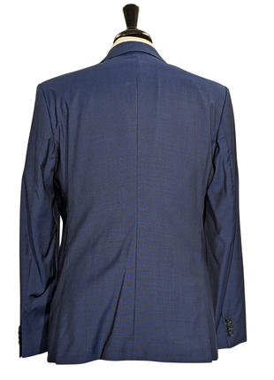 Hugo Boss Blue Textured Solid Super 100 Wool Notch Lapel Two-Button Suit 42S