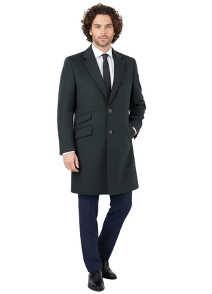 Men's Wool Cashmere Single Breasted 3/4 Length Car Coat Top Coat - The Suit Depot