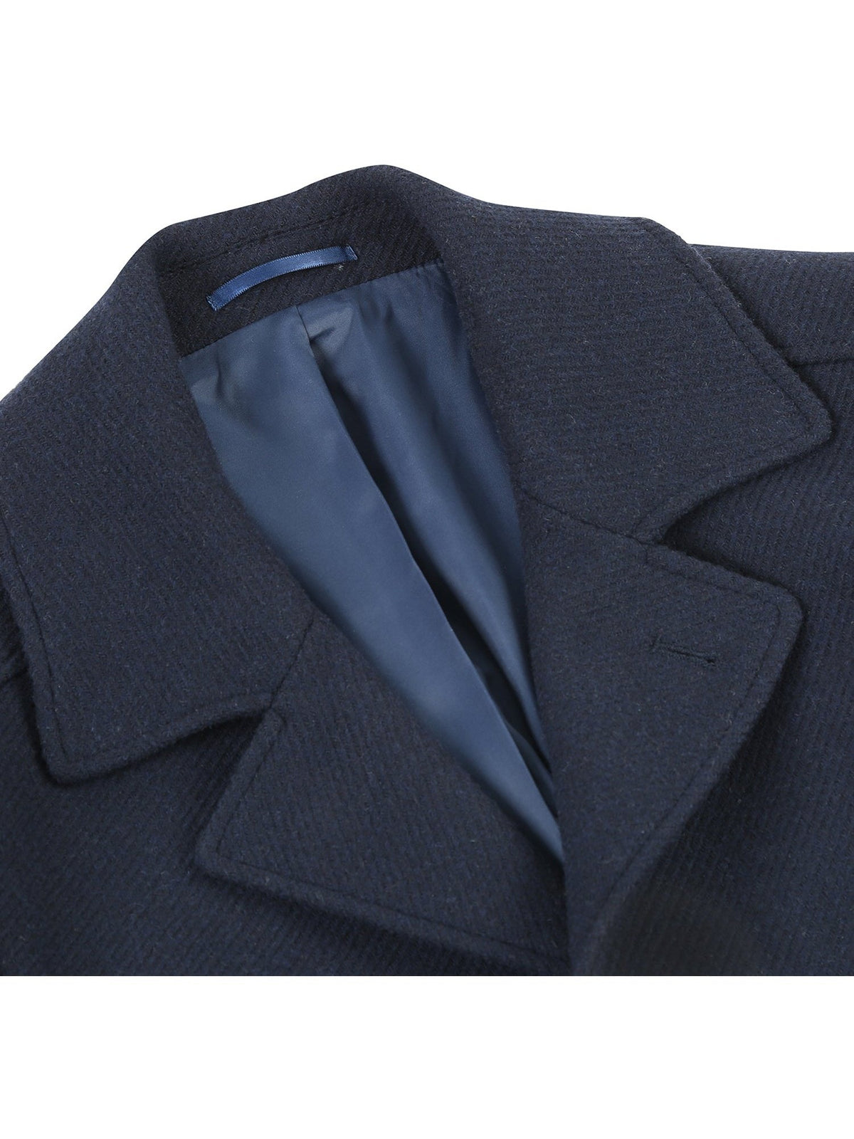 Raphael Solid Navy Wool Blend Long Coat