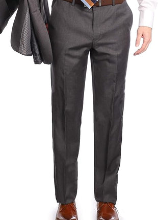 Mens Classic Fit Two Button 100% Wool Wrinkle Resistant Suit - Medium Grey
