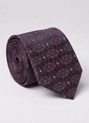 Letteriello Burgundy Oval Medallion Italian Silk Neck Tie