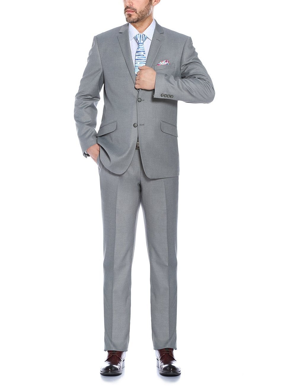 Men's Slim Fit Solid Stretch 2-Piece Suit