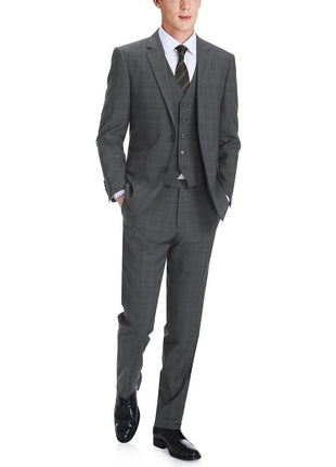 Men's 3-Piece Classic Fit Single Breasted Windowpane Suit