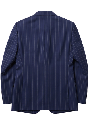 Atica Navy Pinstripe Slim Fit Peak Lapel Half-Canvassed 2 Button Wool Suit