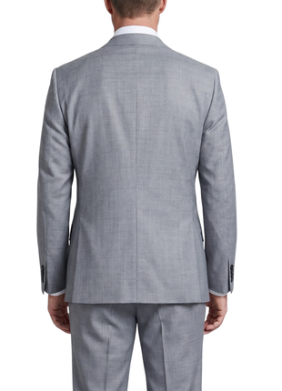 Arhur Black Marzotto Gabardine Solid Grey Slim Fit Peak Lapel 2-Button Wool Suit - The Suit Depot