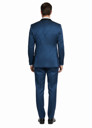 Men's Slim Fit Peak Lapel Tuxedo Blazer With Embroidered Pattern - The Suit Depot