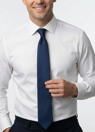 Letteriello Navy Blue Italian Silk Neck Tie with Fine Ribbed Texture - Spring 2026 Collection