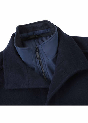 Raphael Solid Navy Wool Blend Short Coat