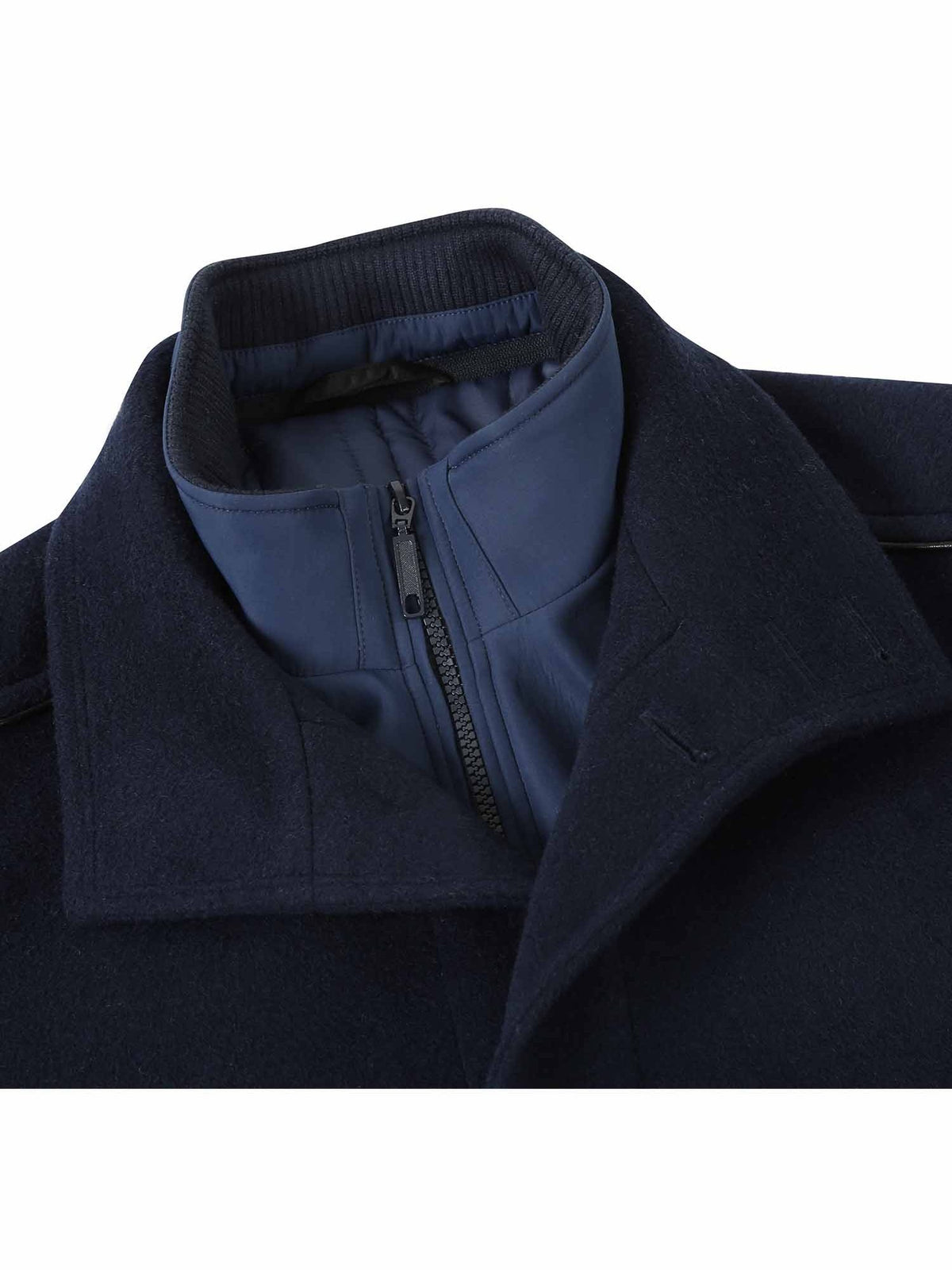 Raphael Solid Navy Wool Blend Short Coat
