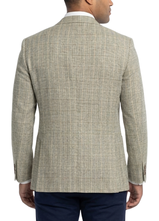 Vitali Windowpane Green Modern Fit Notch Lapel 2-Button Sport Coat