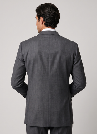 Canali Charcoal Gray Micro Check Portly Fit Notch Lapel 2-Button Wool Suit 50L
