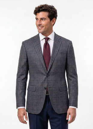 Ermenegildo Zegna Charcoal Gray Plaid Silk Wool Classic Fit 2-Button Sport Coat 40R
