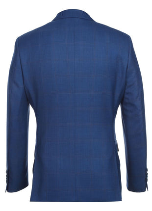 English Laundry Blue Tonal Windowpane Slim Fit Notch Lapel 2 Button Wool Suit