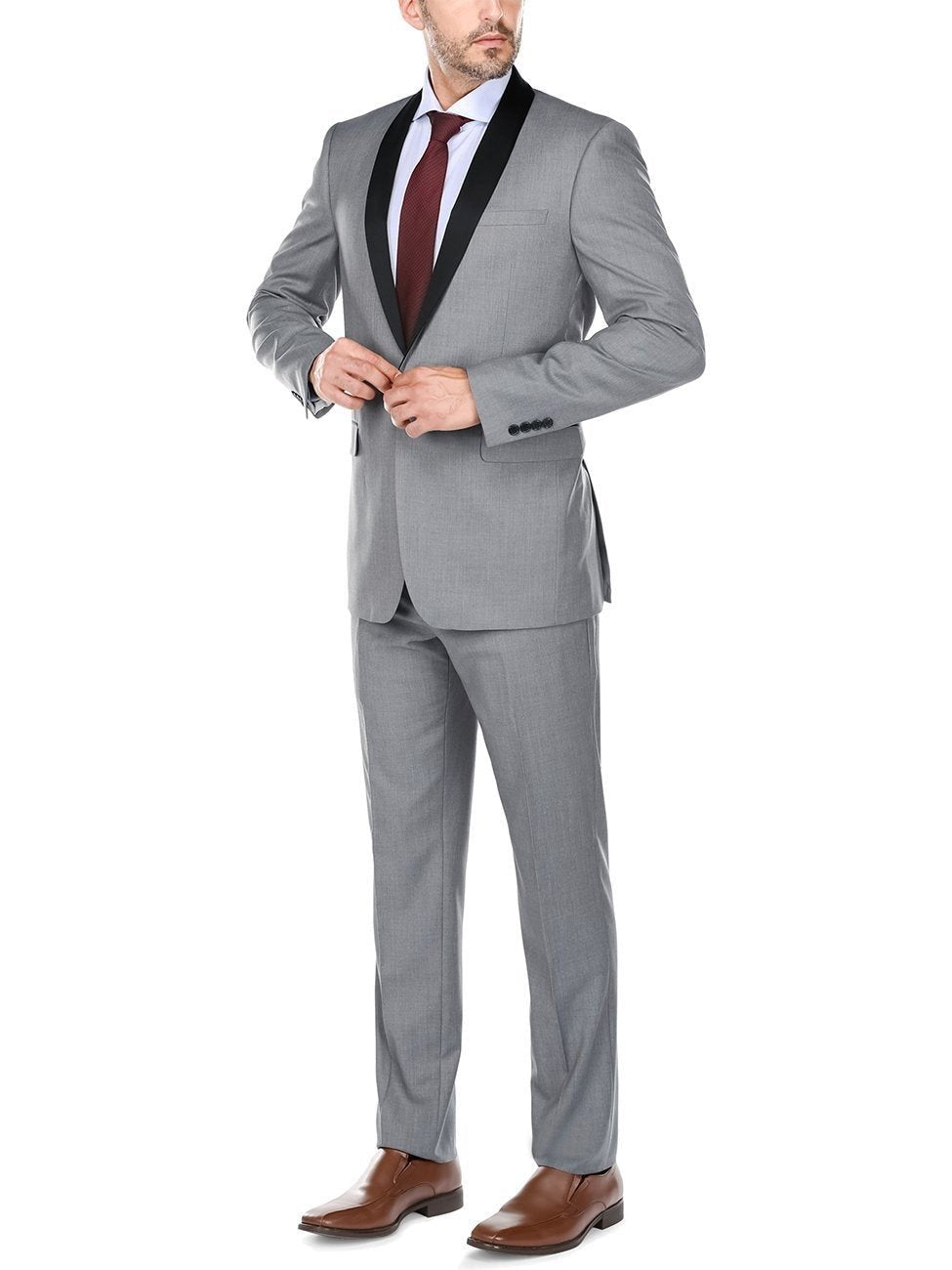 Men's Slim Fit 2-Piece Shawl Lapel Tuxedo Suit