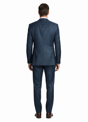 Men's Two Piece Classic Fit Windowpane Check Dress Suit - The Suit Depot