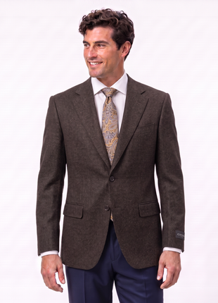 Canali Textured Brown Classic Fit Notch Lapel Wool 2 Button Sport Coat 36R