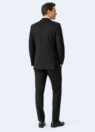 Hugo Boss Mens Solid Black Notch Lapels Classic Fit 2-Button Wool Suit - 40L