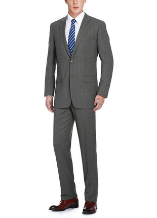 Men's Two Piece Classic Fit Windowpane Check Suit