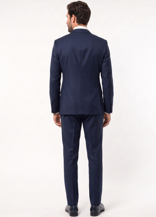 Mazara Mens Solid Navy Classic Fit Peak Lapel Wool Cashmere Blend 2-Button Suit