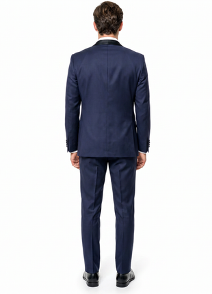 Corneliani CC Collection Navy Micro Check Satin Lapel Slim Fit 3-Piece Wool Tuxedo 42R