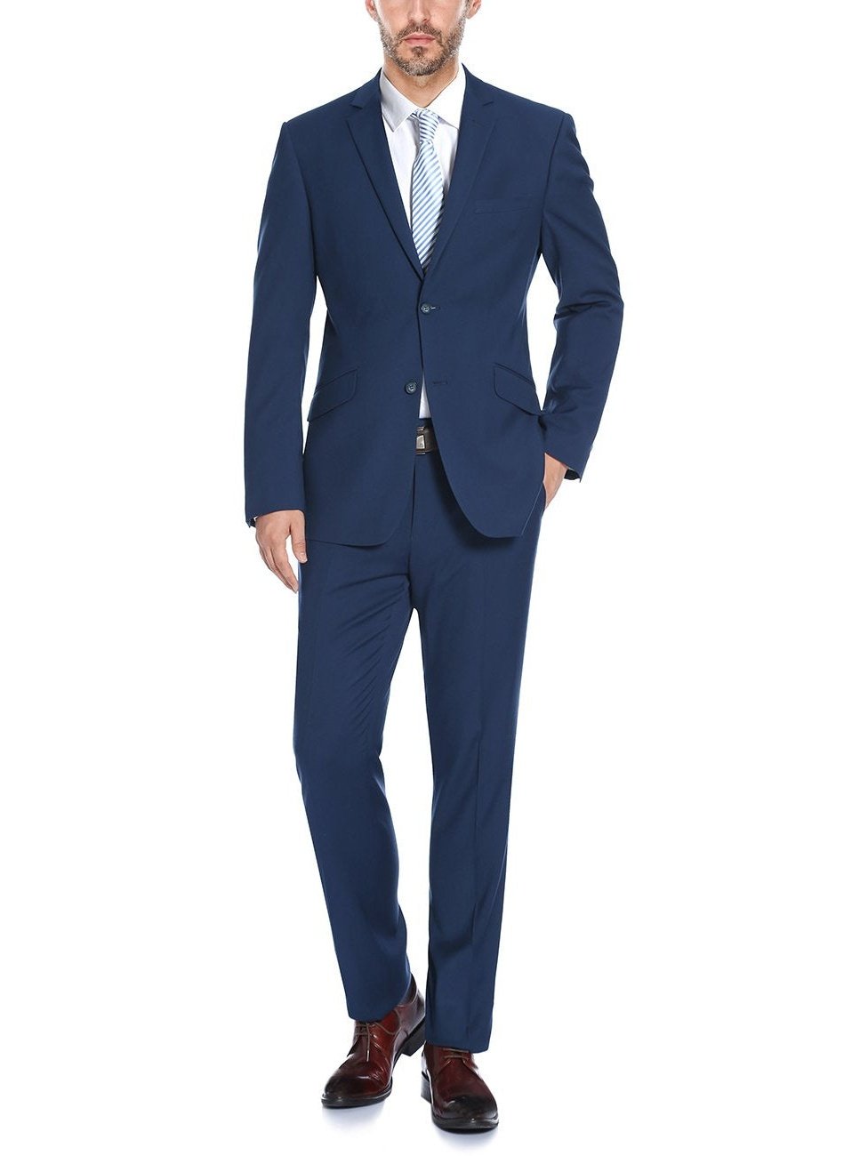 Men's Slim Fit Solid Stretch 2-Piece Suit