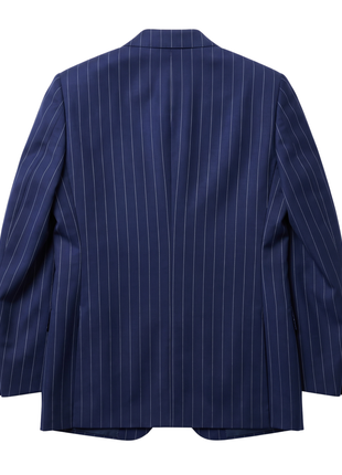 Atica Navy Pinstripe Classic Fit Peak Lapel Half-Canvassed 2 Button Wool Suit