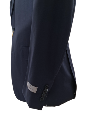 Canali Solid Navy 100% Wool Suit 38R