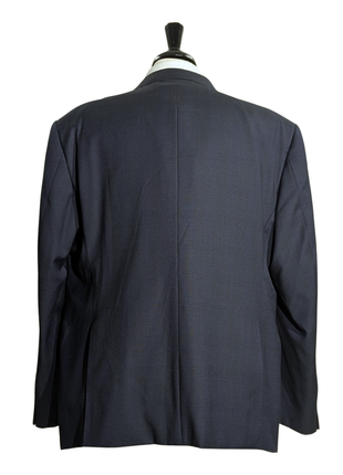 Armani Collezioni G-Line Navy Blue Glen Plaid Notch Lapel 2-Button Wool Suit - 48R