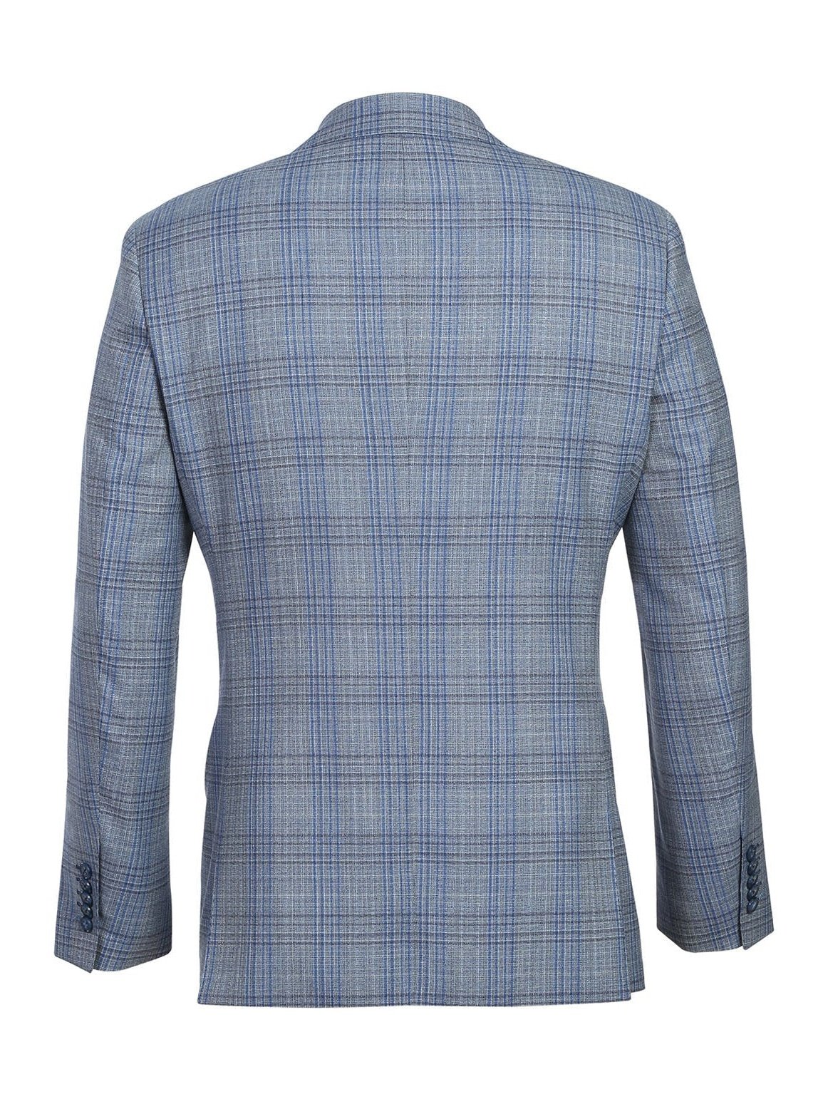 English Laundry Slim Fit Light Gray with Blue Check Wool Suit