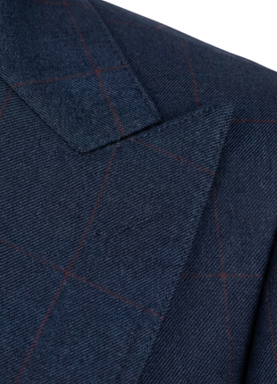 Mazara Mens Navy With Burgundy Windowpane Slim Fit Windowpane 3-Piece Wool Suit